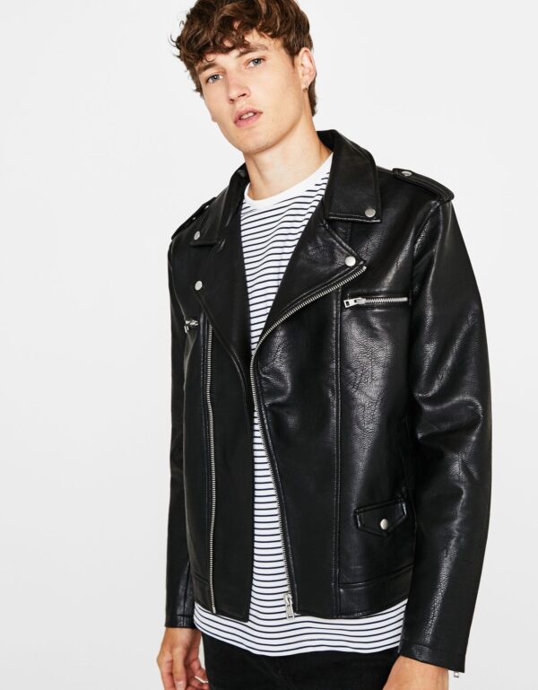 Faux Leather Biker Jacket - Image 3