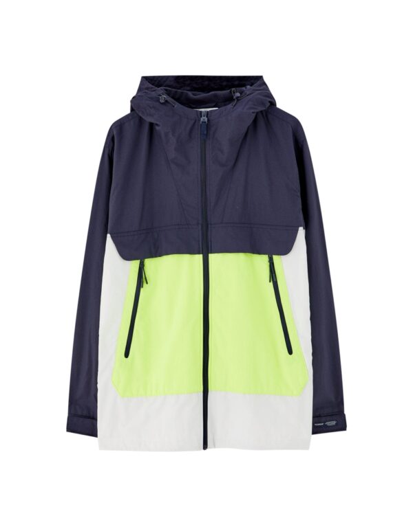 Colour Block Raincoat with Hood