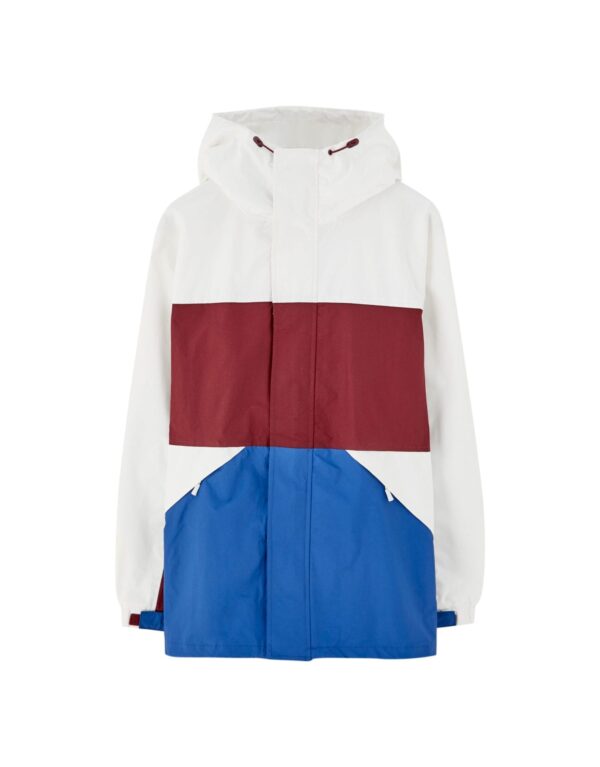 White Hooded Jacket With Colour Blocking