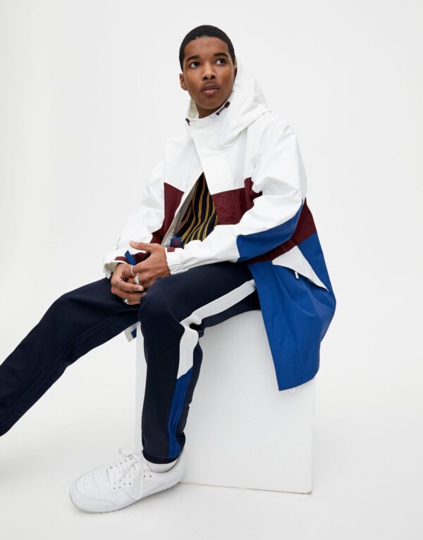 White Hooded Jacket With Colour Blocking - Image 2